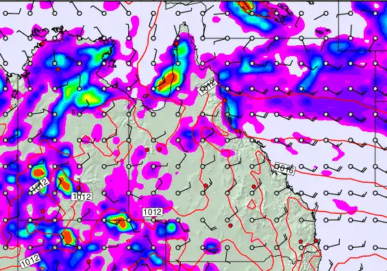 Queensland forecast chart for Friday, February 6th, 2026 at 12:00 PM