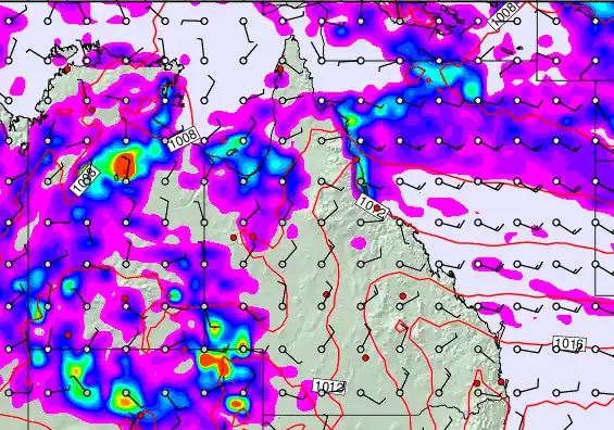 Queensland forecast chart for Friday, February 6th, 2026 at 6:00 PM