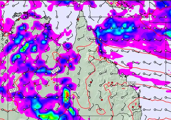 Queensland forecast chart for Saturday, February 7th, 2026 at 12:00 AM