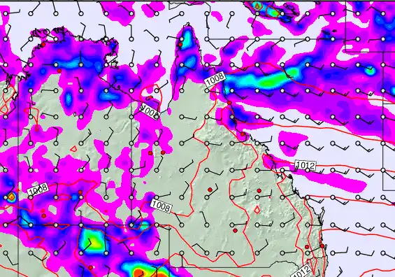 Queensland forecast chart for Saturday, February 7th, 2026 at 6:00 AM