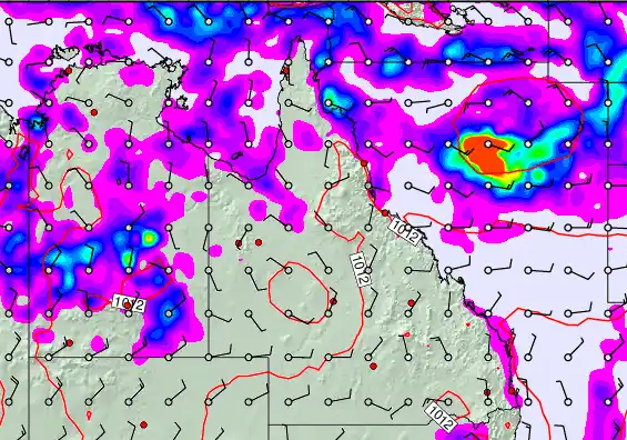 Queensland forecast chart for Tuesday, February 10th, 2026 at 12:00 AM