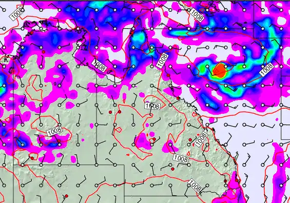 Queensland forecast chart for Tuesday, February 10th, 2026 at 6:00 AM