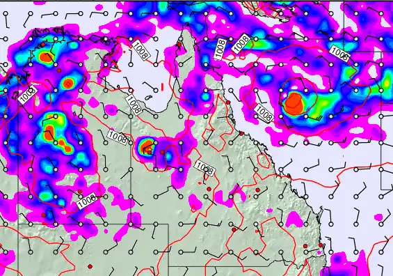 Queensland forecast chart for Tuesday, February 10th, 2026 at 6:00 PM