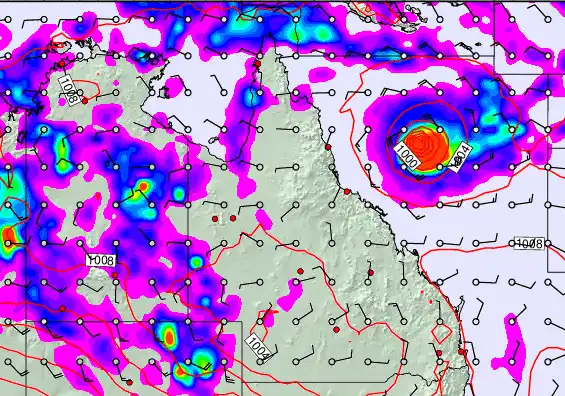 Queensland forecast chart for Thursday, February 12th, 2026 at 12:00 AM
