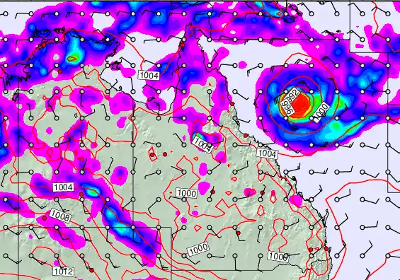 Queensland forecast chart for Thursday, February 12th, 2026 at 6:00 AM