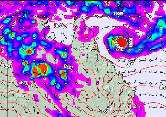 Queensland forecast chart for Thursday, February 12th, 2026 at 6:00 PM