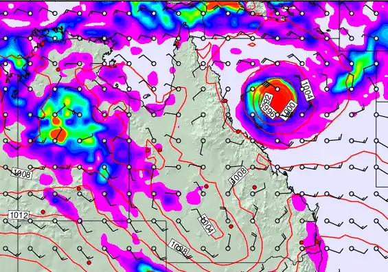 Queensland forecast chart for Friday, February 13th, 2026 at 12:00 AM
