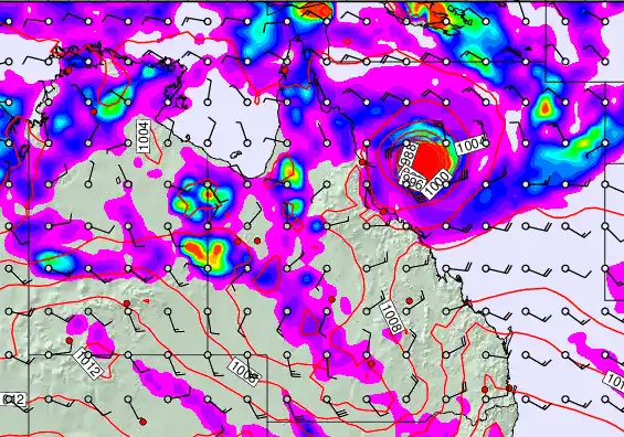 Queensland forecast chart for Friday, February 13th, 2026 at 12:00 PM
