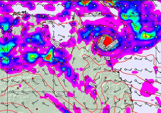 Queensland forecast chart for Friday, February 13th, 2026 at 6:00 PM
