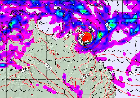 Queensland forecast chart for Saturday, February 14th, 2026 at 6:00 AM