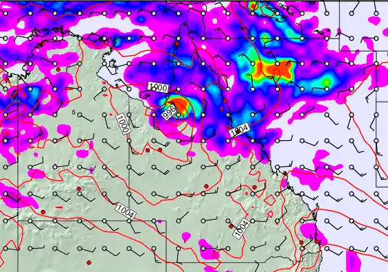 Queensland forecast chart for Sunday, February 15th, 2026 at 6:00 AM