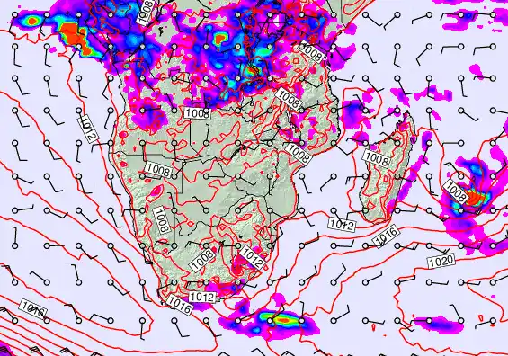 South Africa forecast chart for Thursday, November 21st, 2024 at 12:00 PM