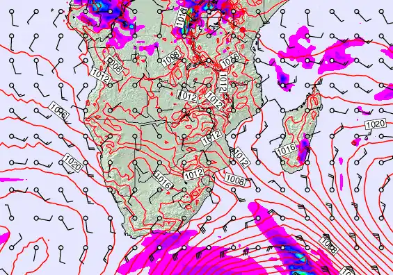 South Africa forecast chart for Tuesday, September 16th, 2025 at 6:00 PM