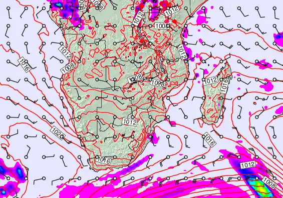 South Africa forecast chart for Wednesday, September 17th, 2025 at 12:00 PM