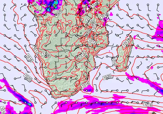South Africa forecast chart for Thursday, September 18th, 2025 at 12:00 PM