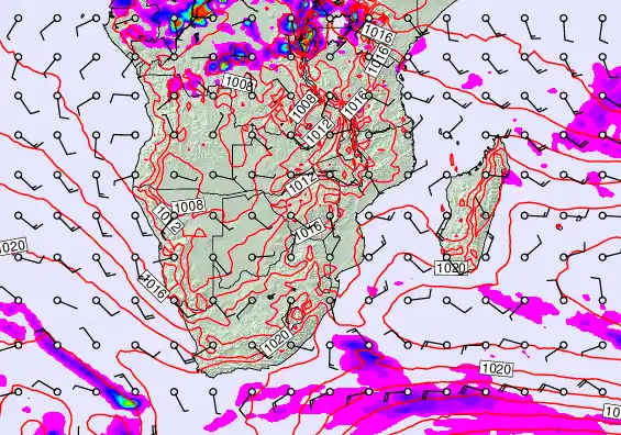 South Africa forecast chart for Thursday, September 18th, 2025 at 6:00 PM
