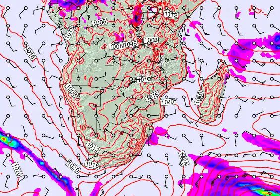 South Africa forecast chart for Friday, September 19th, 2025 at 12:00 PM