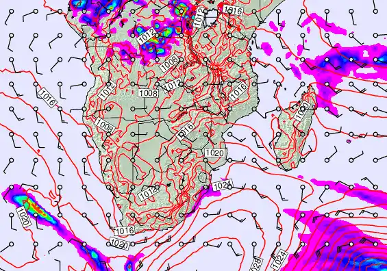 South Africa forecast chart for Friday, September 19th, 2025 at 6:00 PM