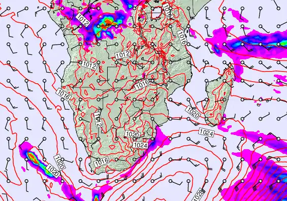 South Africa forecast chart for Saturday, September 20th, 2025 at 12:00 AM