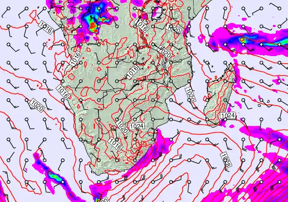 South Africa forecast chart for Saturday, September 20th, 2025 at 6:00 AM