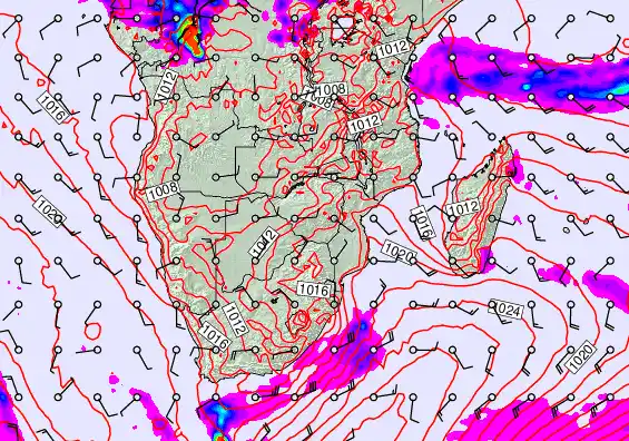 South Africa forecast chart for Saturday, September 20th, 2025 at 12:00 PM