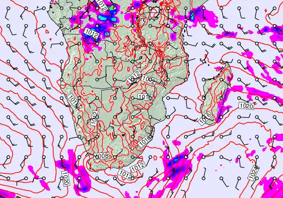 South Africa forecast chart for Monday, September 22nd, 2025 at 12:00 AM