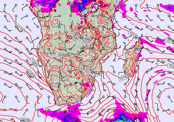 South Africa forecast chart for Tuesday, September 23rd, 2025 at 12:00 PM