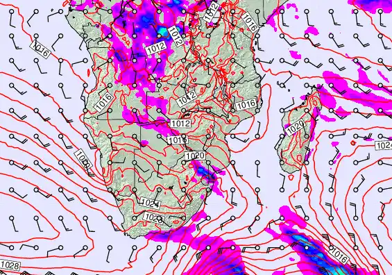 South Africa forecast chart for Wednesday, September 24th, 2025 at 12:00 AM