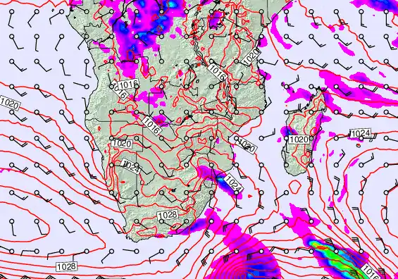 South Africa forecast chart for Wednesday, September 24th, 2025 at 6:00 AM