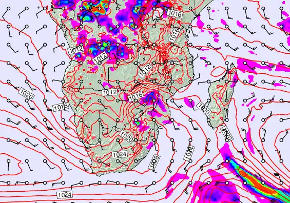 South Africa forecast chart for Wednesday, September 24th, 2025 at 6:00 PM
