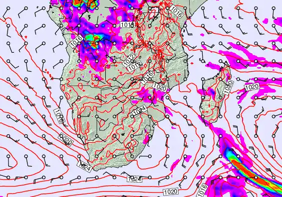 South Africa forecast chart for Thursday, September 25th, 2025 at 12:00 AM