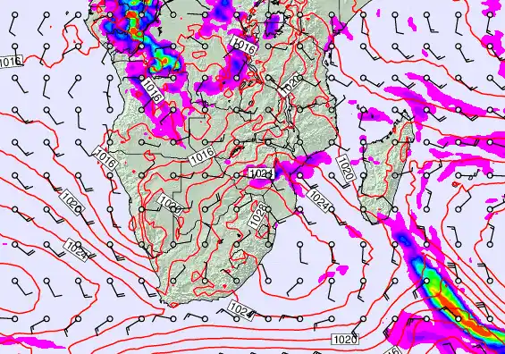 South Africa forecast chart for Thursday, September 25th, 2025 at 6:00 AM