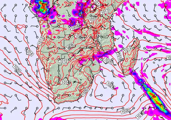 South Africa forecast chart for Thursday, September 25th, 2025 at 12:00 PM