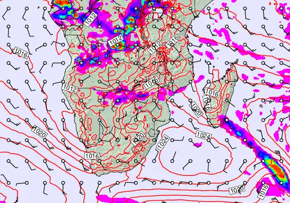 South Africa forecast chart for Thursday, September 25th, 2025 at 6:00 PM