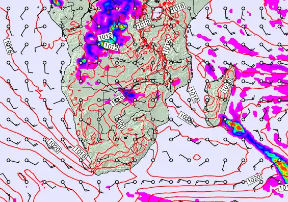 South Africa forecast chart for Friday, September 26th, 2025 at 12:00 AM