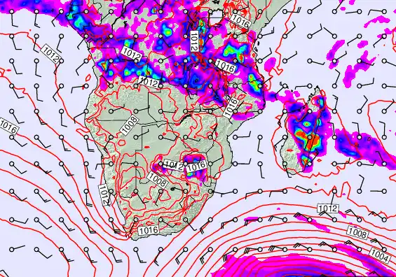 South Africa forecast chart for Friday, November 21st, 2025 at 6:00 PM