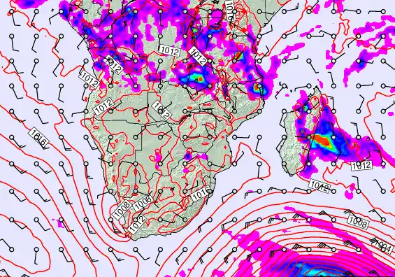 South Africa forecast chart for Saturday, November 22nd, 2025 at 12:00 AM