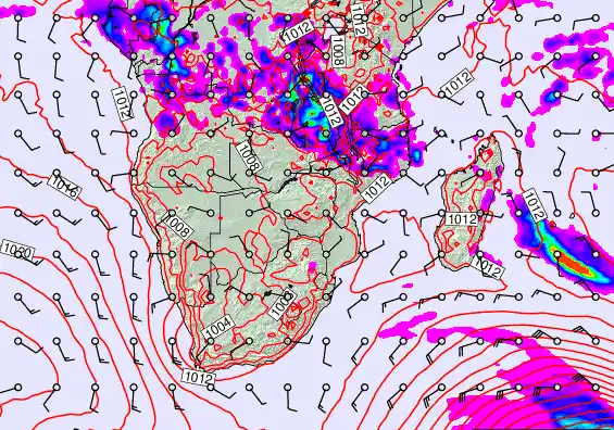 South Africa forecast chart for Saturday, November 22nd, 2025 at 12:00 PM