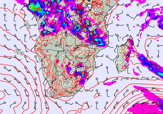 South Africa forecast chart for Saturday, November 22nd, 2025 at 6:00 PM