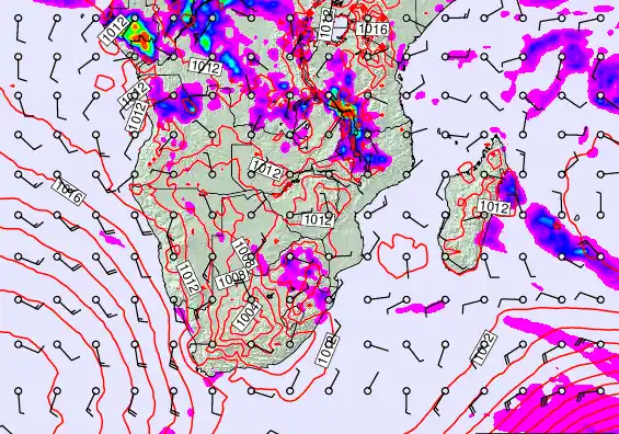 South Africa forecast chart for Sunday, November 23rd, 2025 at 12:00 AM