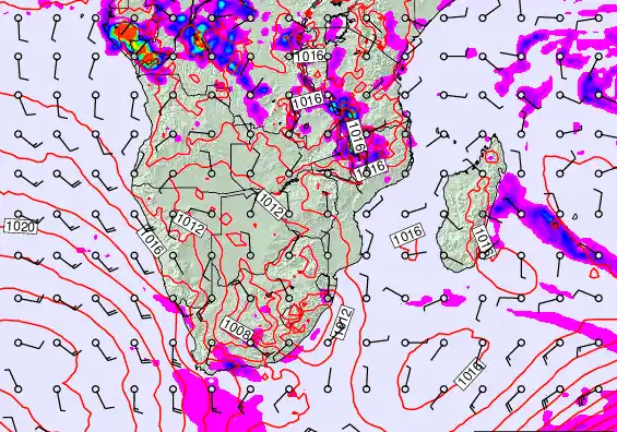 South Africa forecast chart for Sunday, November 23rd, 2025 at 6:00 AM