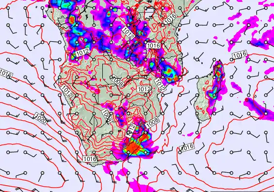 South Africa forecast chart for Sunday, November 23rd, 2025 at 6:00 PM