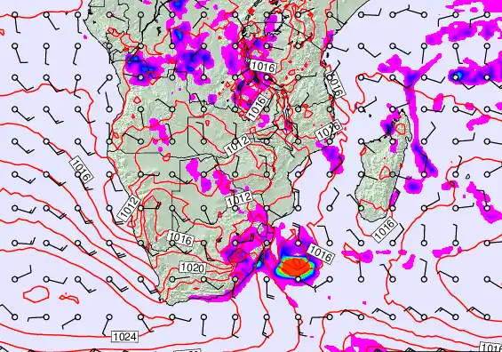 South Africa forecast chart for Monday, November 24th, 2025 at 6:00 AM
