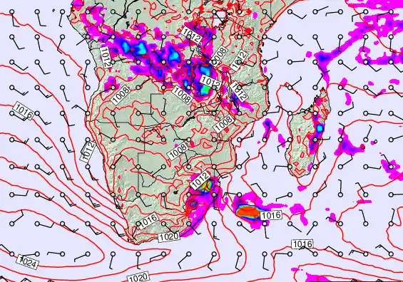 South Africa forecast chart for Monday, November 24th, 2025 at 12:00 PM
