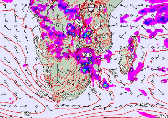 South Africa forecast chart for Tuesday, November 25th, 2025 at 12:00 AM