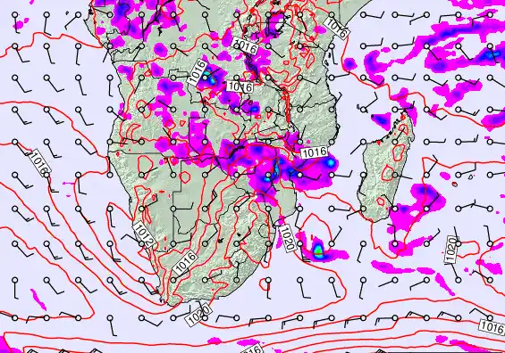 South Africa forecast chart for Tuesday, November 25th, 2025 at 6:00 AM