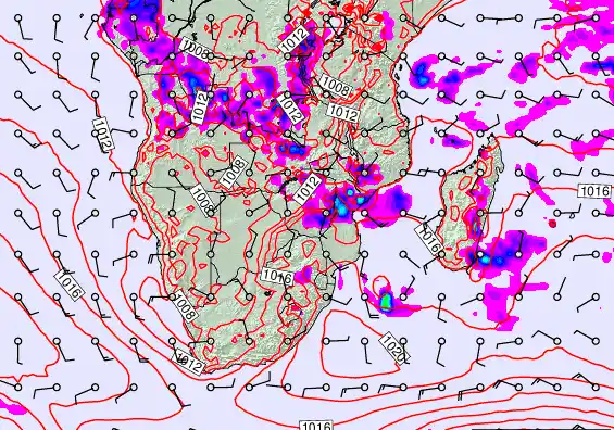 South Africa forecast chart for Tuesday, November 25th, 2025 at 12:00 PM