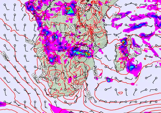 South Africa forecast chart for Wednesday, November 26th, 2025 at 12:00 AM