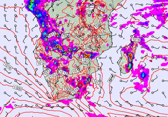 South Africa forecast chart for Wednesday, November 26th, 2025 at 6:00 PM