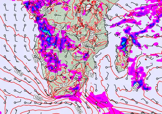 South Africa forecast chart for Thursday, November 27th, 2025 at 12:00 AM